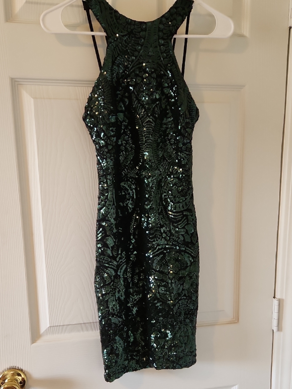 B. Darlin Emerald Green Sequin Halter Y2K Mini Dress size: 1 - 2